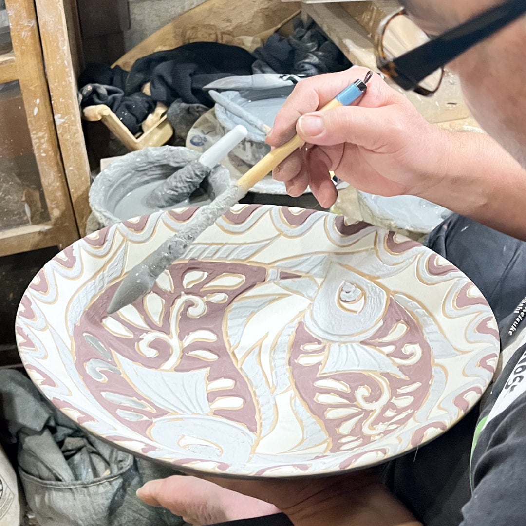 売り尽くし】元代 双魚文大皿